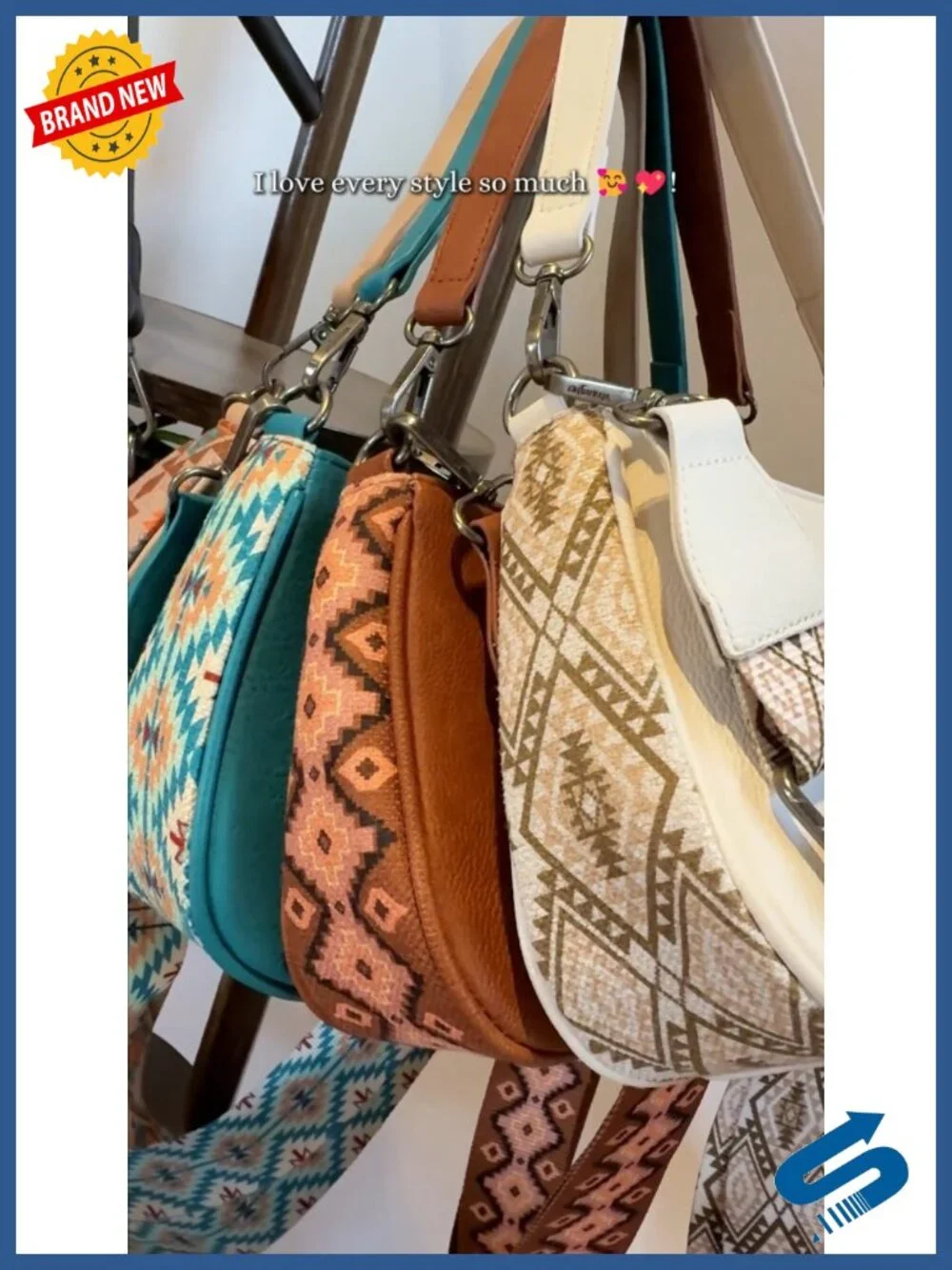Wrangler Women's Aztec Print Hobo Shoulder Bag Crossbody Purse with Detachable